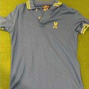Psycho Bunny Blue Polo with Green Accents